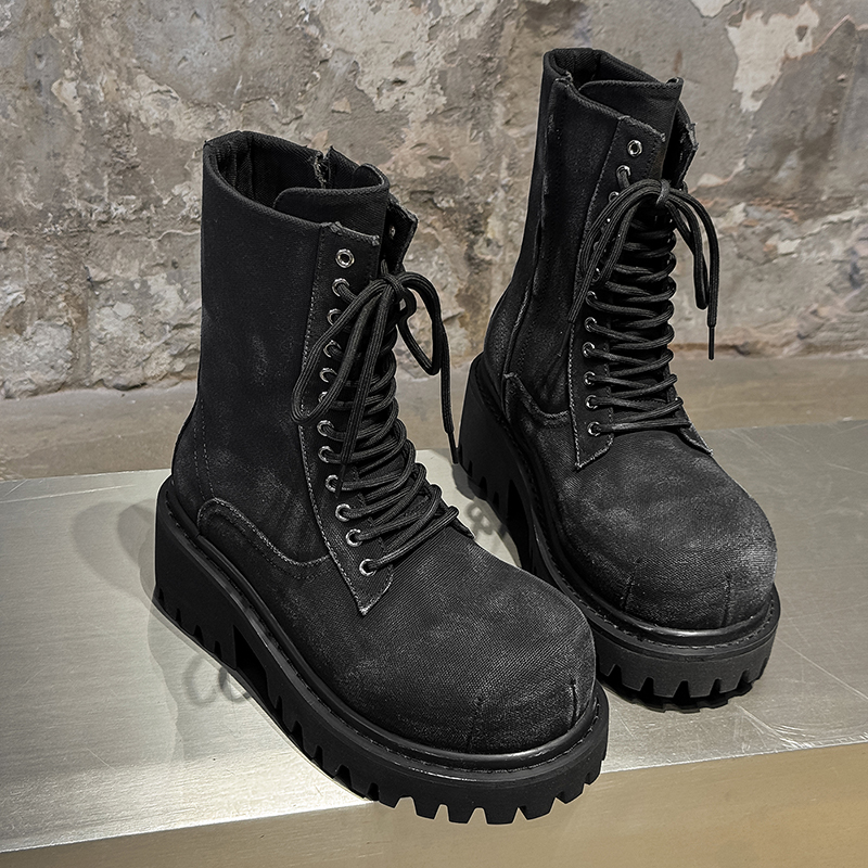 Men'S Shoes Height Increase - High Quality Retro Denim High Top