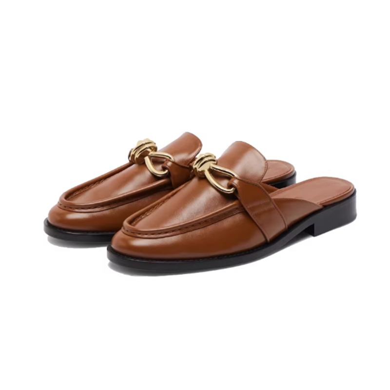 Loafer Slip On Men - Metal Buckle Half Slippers For Women