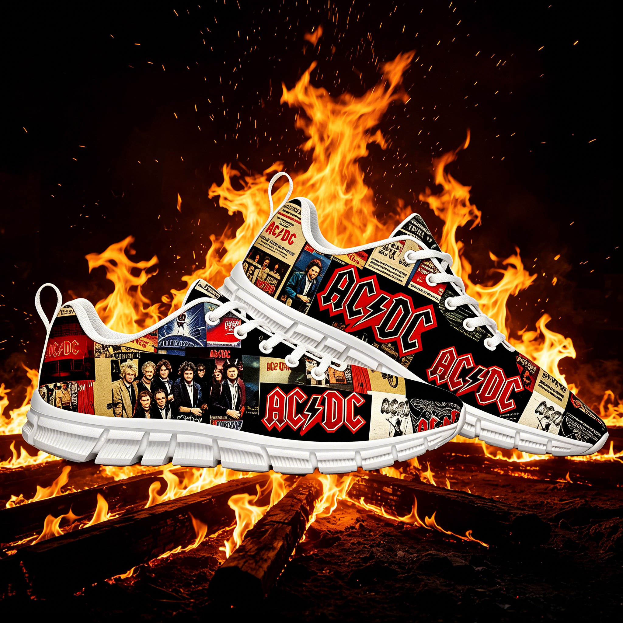 AC Rock Band DC Custom Printed - مراجعة Men'S Shoes Dc وسعره