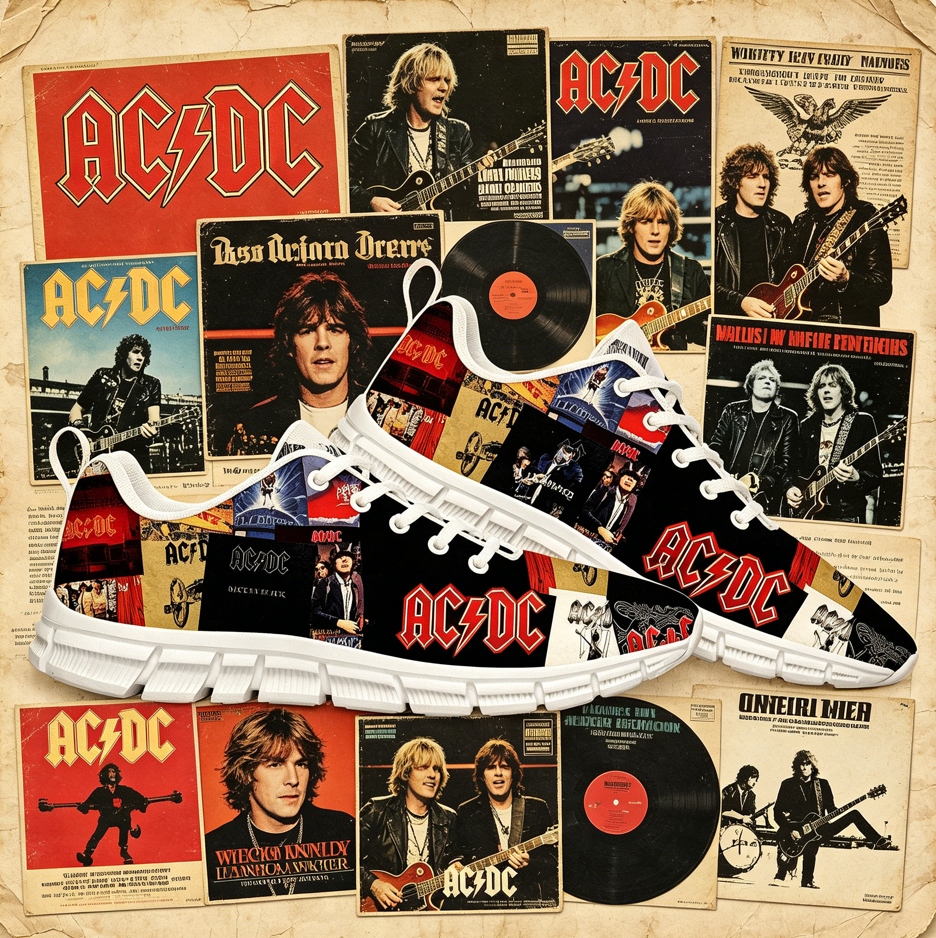 AC Rock Band DC Custom Printed - مراجعة Men'S Shoes Dc وسعره