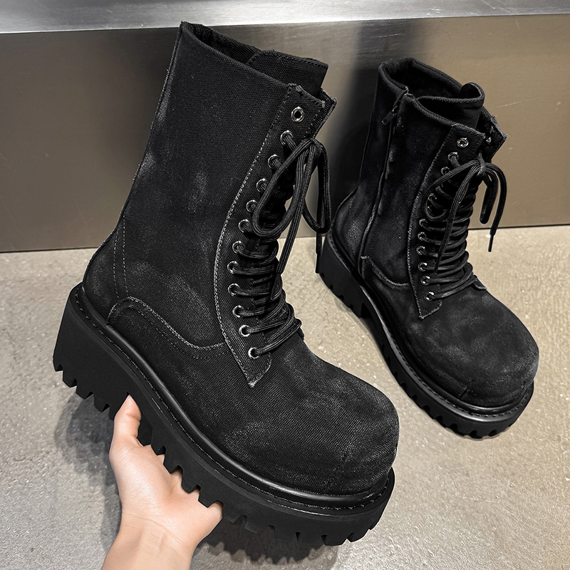 High Quality Retro Denim High  - مراجعة Men'S Shoes Height Increase وسعره