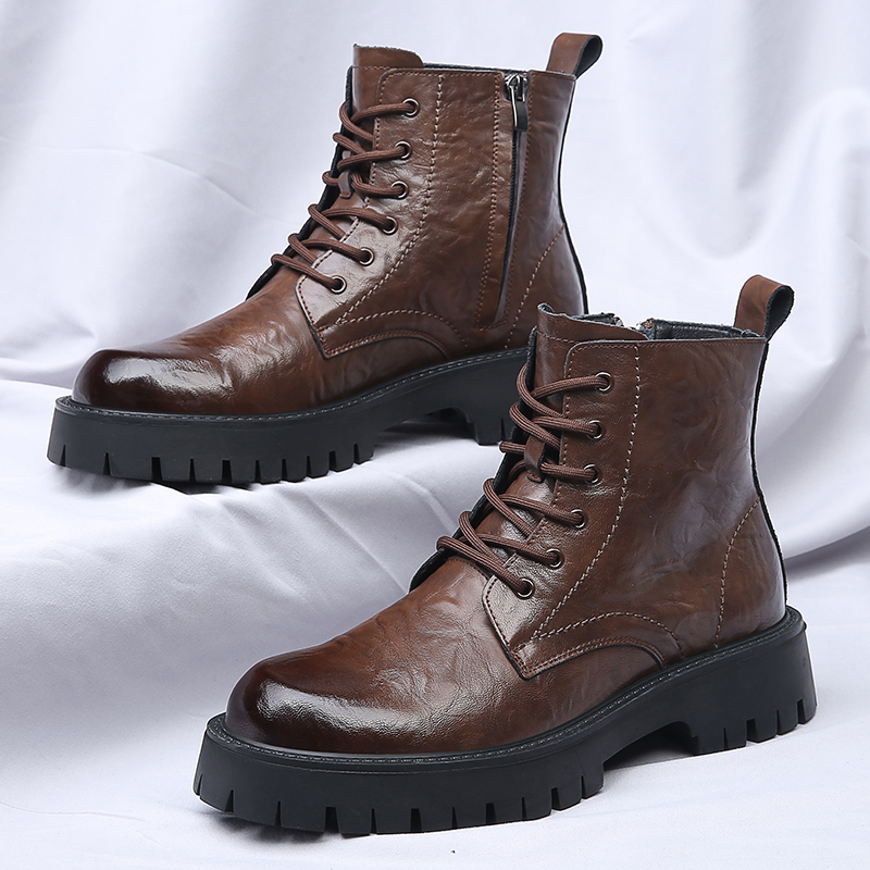 Men Side Zipper High Top Boots - مراجعة Men'S Shoes Height Increase وسعره