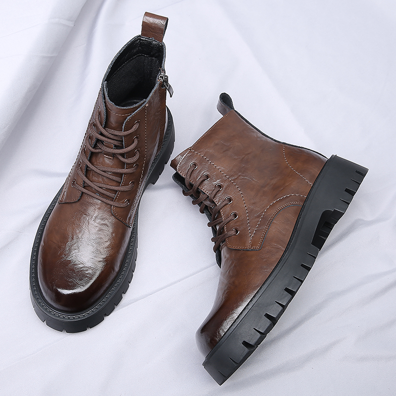Men Side Zipper High Top Boots - مراجعة Men'S Shoes Height Increase وسعره
