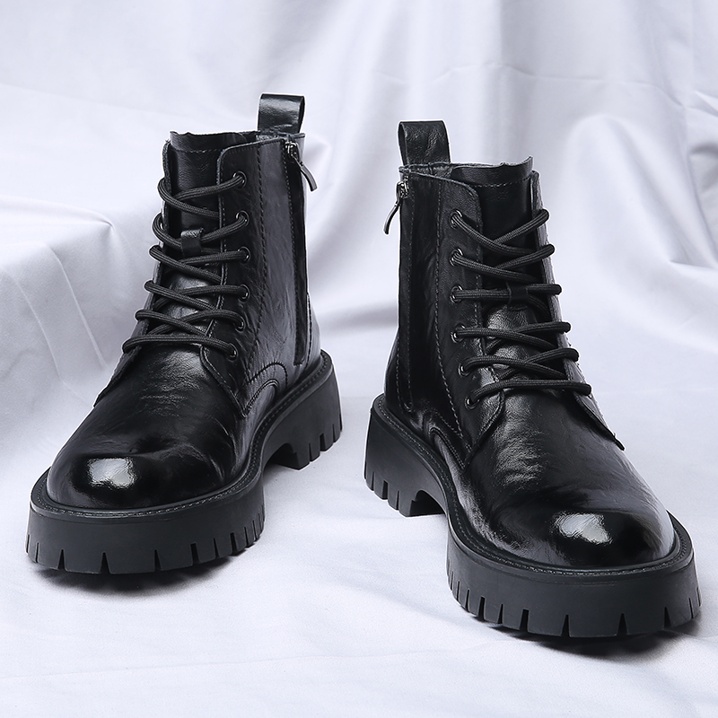 Men Side Zipper High Top Boots - مراجعة Men'S Shoes Height Increase وسعره
