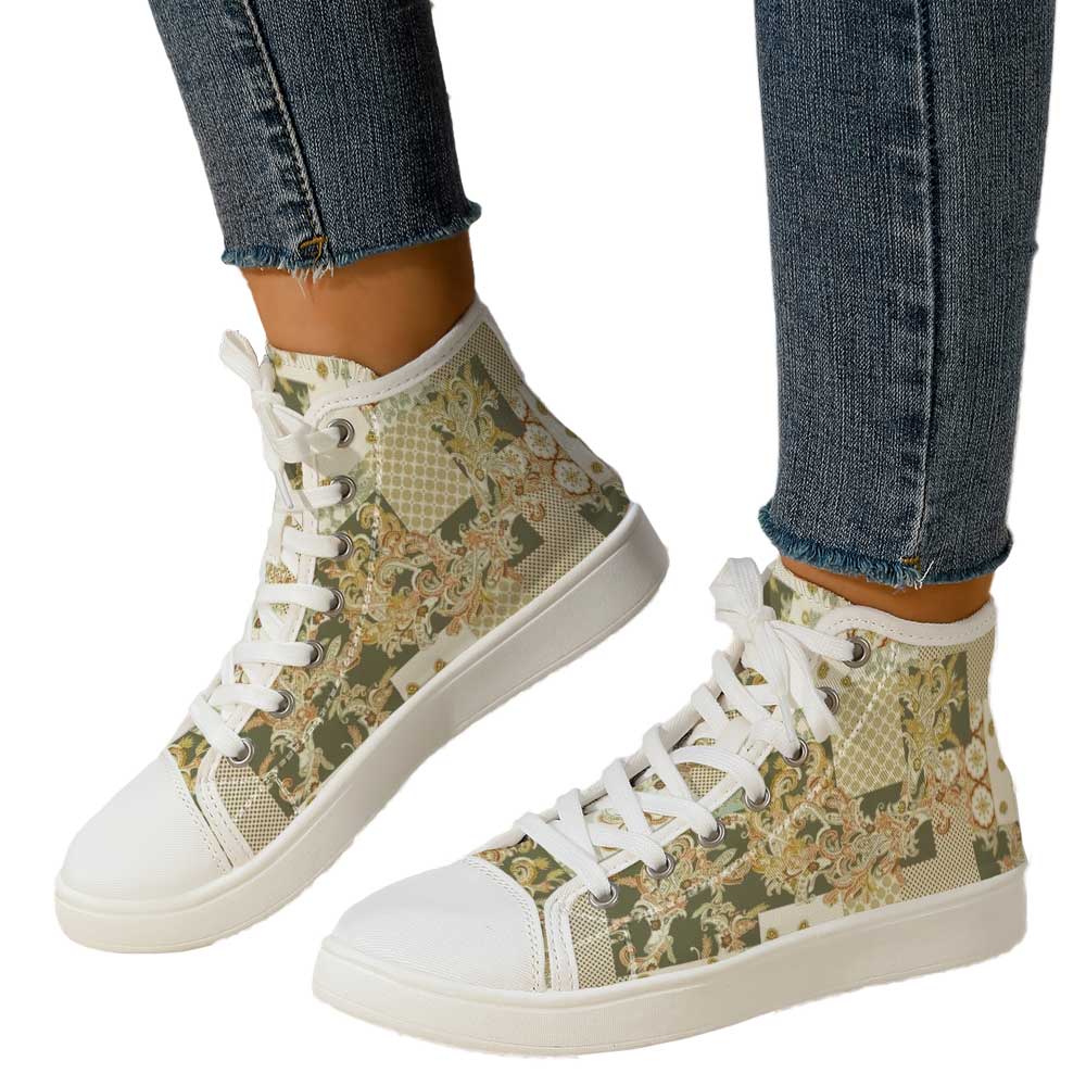 Women's Vintage Baroque Patchw - مراجعة Canvas Sneaker High وسعره