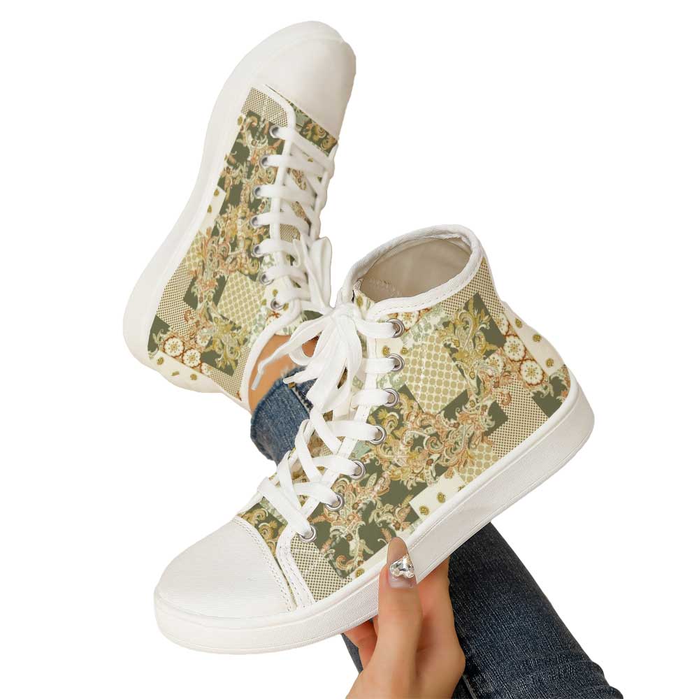 Women's Vintage Baroque Patchw - مراجعة Canvas Sneaker High وسعره