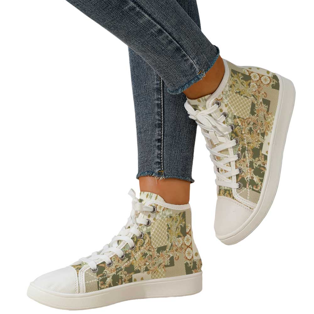 Women's Vintage Baroque Patchw - مراجعة Canvas Sneaker High وسعره