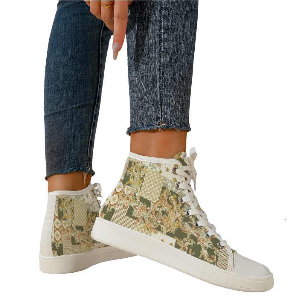 Women's Vintage Baroque Patchw - مراجعة Canvas Sneaker High وسعره