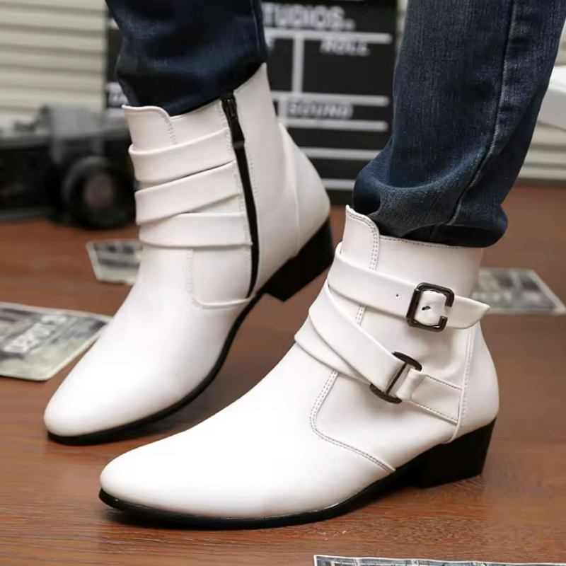 Luxury Men Boots Leather Chels - مراجعة Men Shoes White Colour وسعره