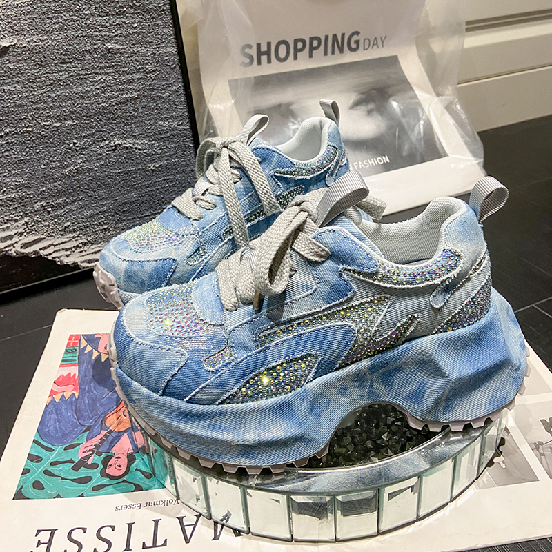 7CM Women Silver Crystal Casua - مراجعة Canvas Sneaker High وسعره