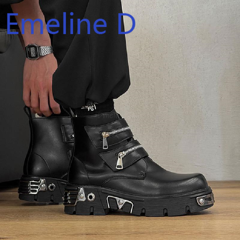 Dark Punk High Top Shoes Fashi - مراجعة Men'S Shoes Height Increase وسعره
