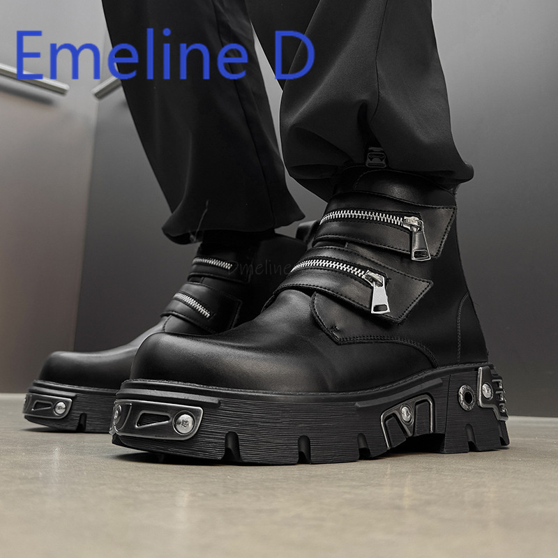 Dark Punk High Top Shoes Fashi - مراجعة Men'S Shoes Height Increase وسعره