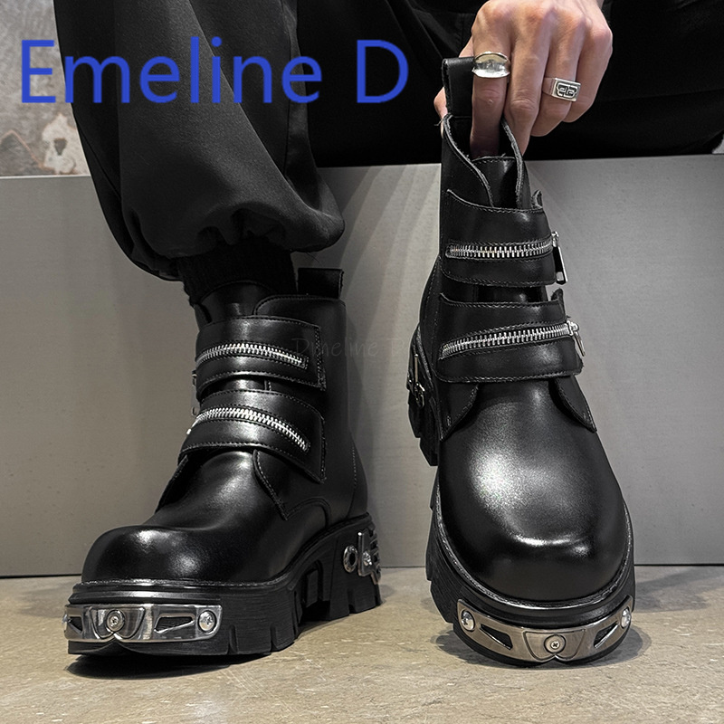 Dark Punk High Top Shoes Fashi - مراجعة Men'S Shoes Height Increase وسعره